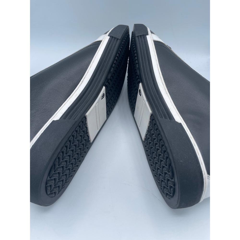 Nekta Genesis Mens 12 Black White Leather Low Top Sneakers Shoes Monochrome - Picture 5 of 8